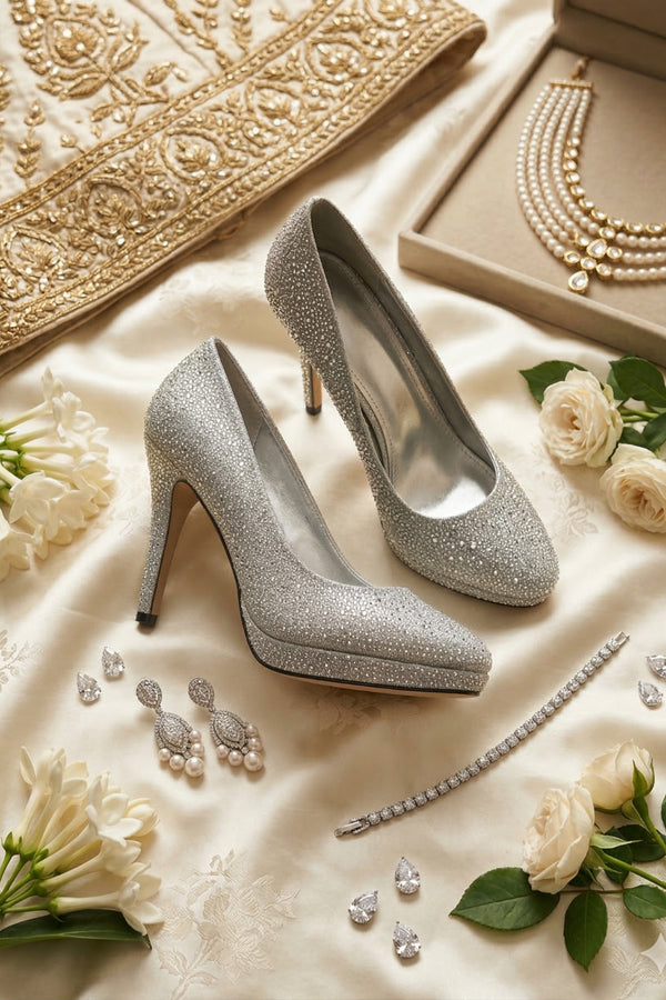 Silver Glitter Heel 014