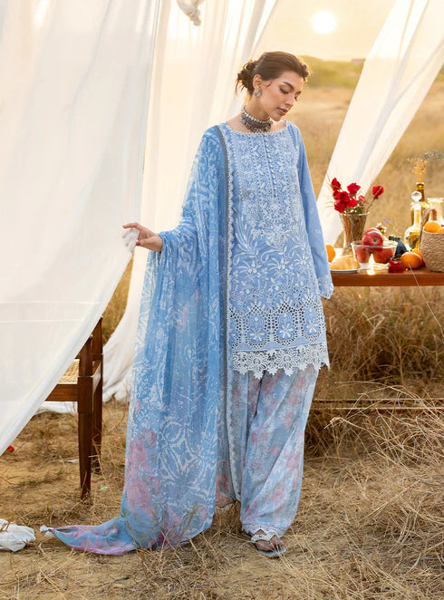 Zainab Chotani Embroidered Jacquard Suit Azule 05
