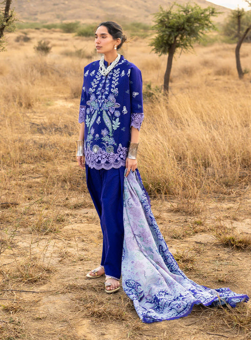 Zainab Chotani Embroidered Jacquard Suit Viola 13
