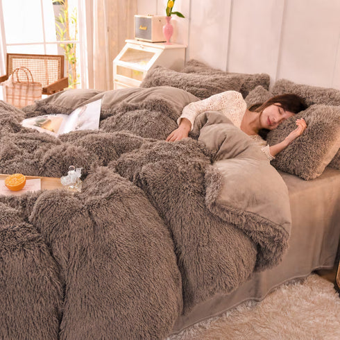 Cord Mink Ribbed Duvet Cover Set – Soft Corduroy Effect Textured Cosy Bedding with Pillowcases