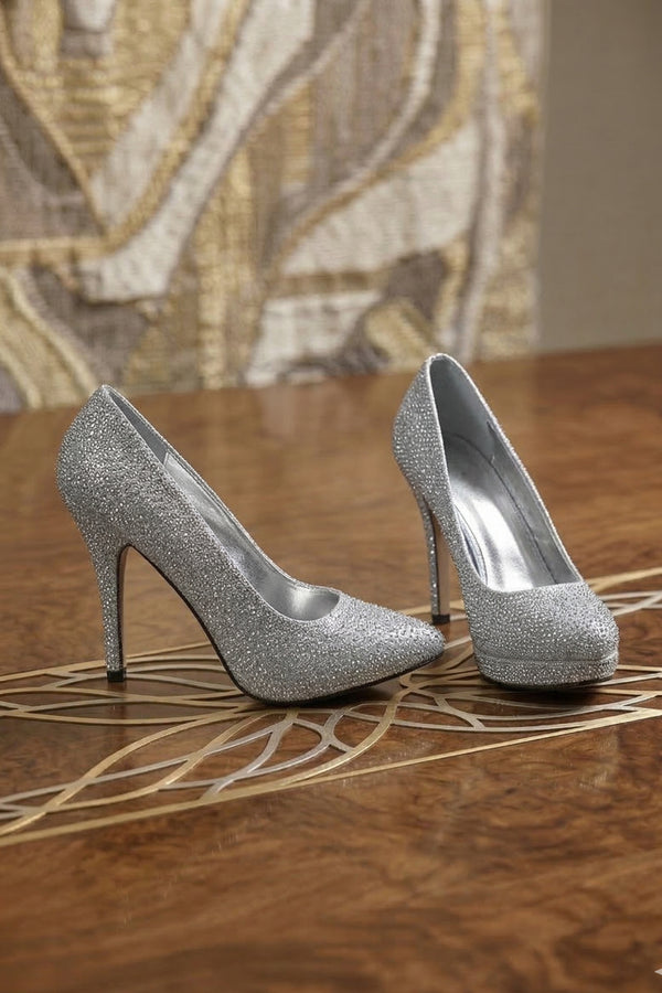 Silver Glitter Heel 12923