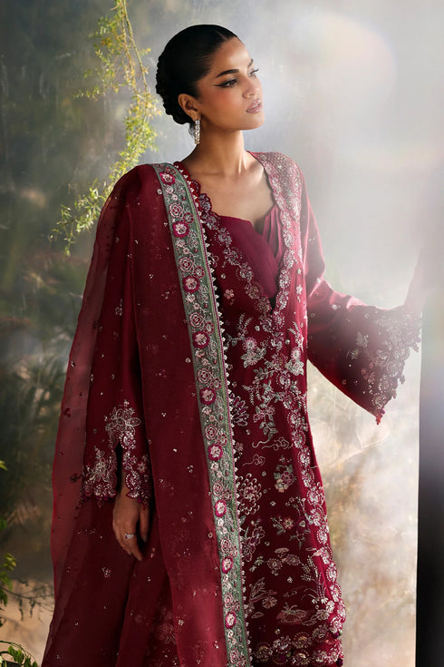 Afrozeh Embroidered Raw Silk Suit Yalira
