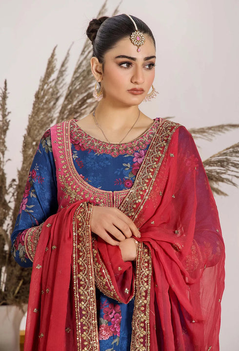 Adan Libas Printed Satin Lawn Suit 33312