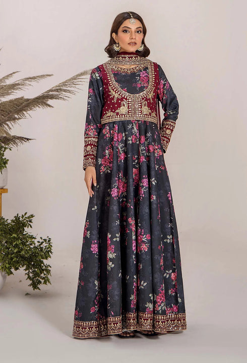 Adan Libas Printed Satin Lawn Suit 33314