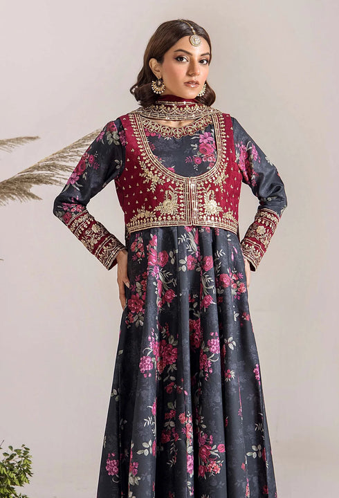 Adan Libas Printed Satin Lawn Suit 33314