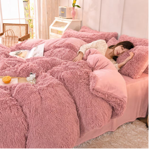 Cord Mink Ribbed Duvet Cover Set – Soft Corduroy Effect Textured Cosy Bedding with Pillowcases