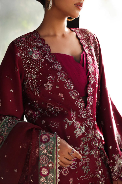 Afrozeh Embroidered Raw Silk Suit Yalira