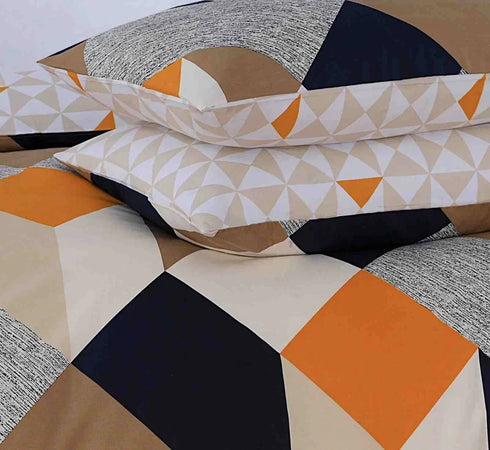 Pure Cotton Printed Duvet Cover Set - Premium Quality - Geometric 3D