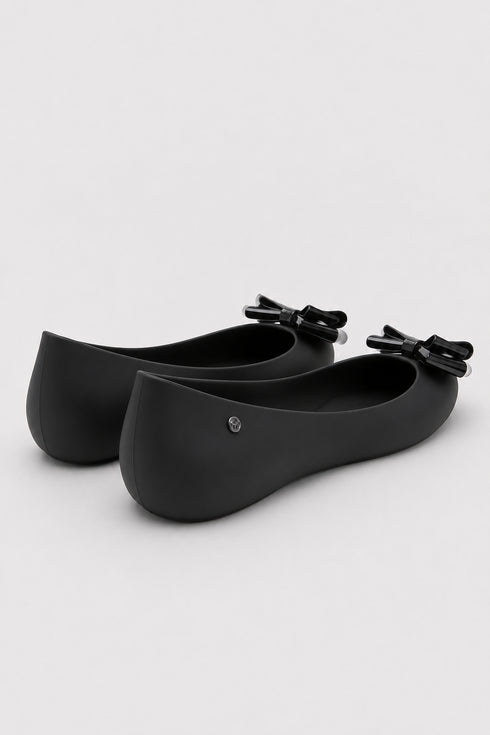 Women's Slip-On Jelly Ballet Flats with Elegant Bow Detail