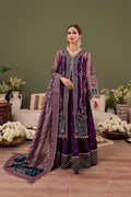 Farasha Embroidered Net 3 piece suit Iris