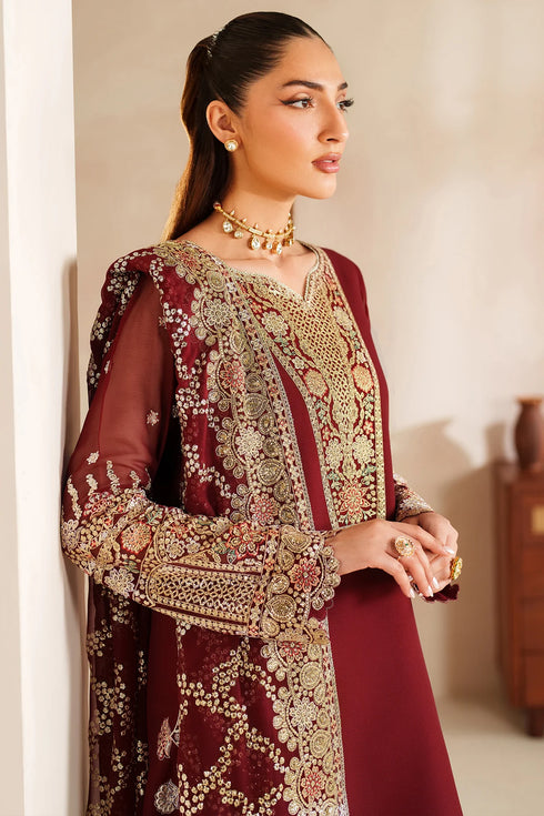 Farasha Embroidered Chiffon Suit Rouge Muse