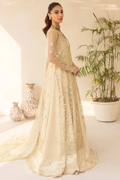 Farasha Embroidered Net Suit Golden Aura