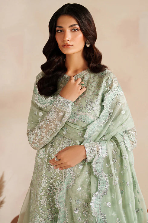 Farasha Embroidered Chiffon Suit Soft Fern