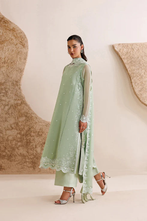 Farasha Embroidered Chiffon Suit Pastel Mint
