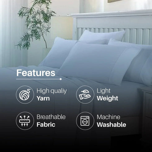 200 Thread Count 30cm Fitted Sheet - 100% Egyptian Cotton, White