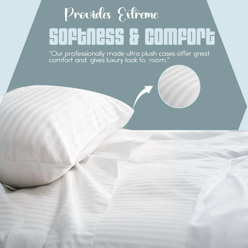 Pillow Cases Pack of 4 | Satin Striped | Brushed Microfibre | 50x75 cm