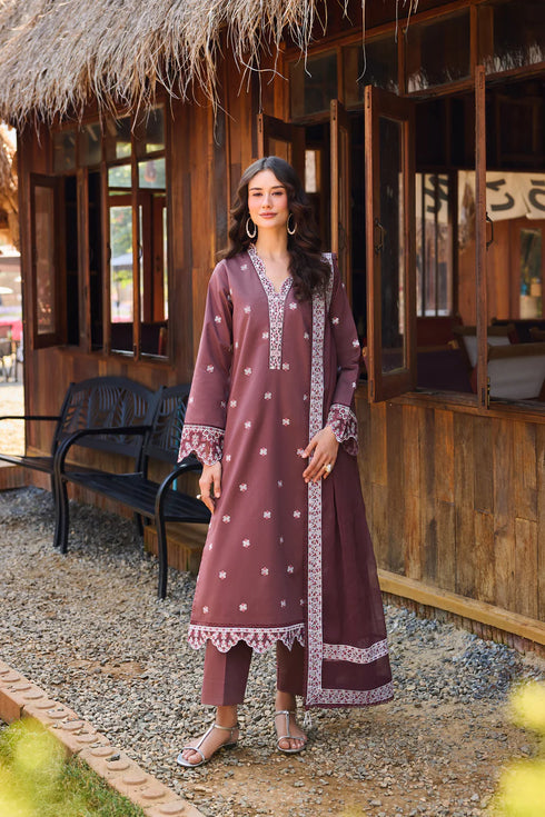 Farasha Embroidered Lawn 3 Piece Suit Velvet Veil