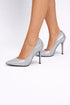 Silver Glitter Stiletto High Heel Court Shoes Pointed Toe 4.5 Inch — BS-12924
