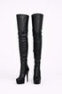 Women's Black Matte Thigh High Over The Knee Stiletto Boots Zip 14777