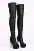 Women's Black Matte Thigh High Over The Knee Stiletto Boots Zip 14777