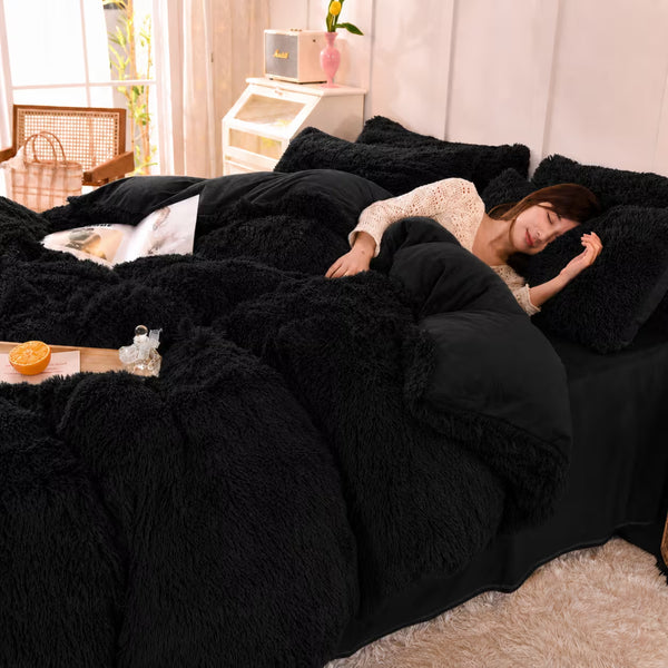 Cord Mink Ribbed Duvet Cover Set – Soft Corduroy Effect Textured Cosy Bedding with Pillowcases