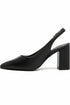 Women's Black Block Heel Slingback Court Shoes G-285-1