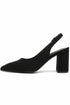 Women's Black Block Heel Slingback Court Shoes G-285-3