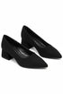 Women's Black Block Heel Court Shoes G-225-3