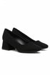 Women's Black Block Heel Court Shoes G-225-3