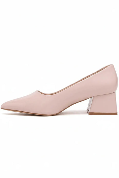 Women's Pink Block Heel Court Shoes G-225-5