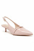 Women's Nude Slingback Kitten Heel Pointed Toe Shoes Latex Insole — G-56955-3