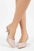 Women's Nude Slingback Kitten Heel Pointed Toe Shoes Latex Insole — G-56955-3