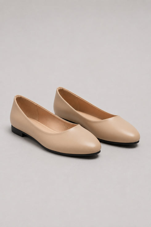 Women's Nude Closed Toe Ballet Flats