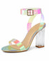 Women's Hologram/Multi/Rainbow Clear Strap Block Perspex High Heel Sandals-BS-71