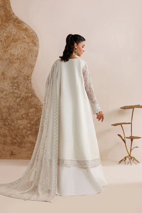 Farasha Embroidered Chiffon Suit Alpine White