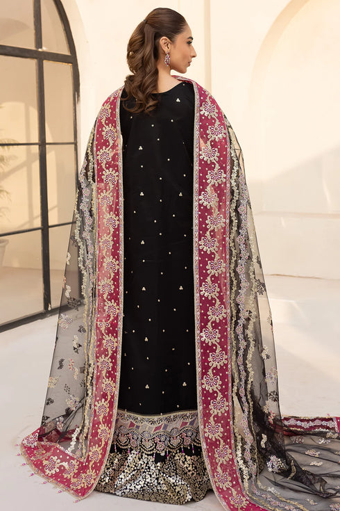 Farasha Embroidered Net Suit Stardust Noir