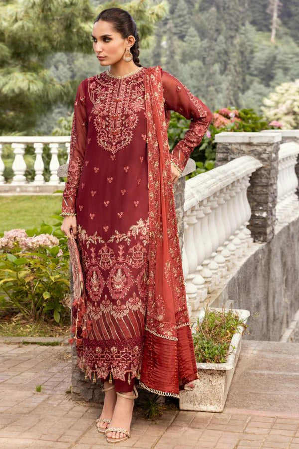 Xenia Embroidered Chiffon 3 Piece Suit - MAHEER