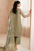 Farasha Embroidered Chiffon Suit Olive Dazzle