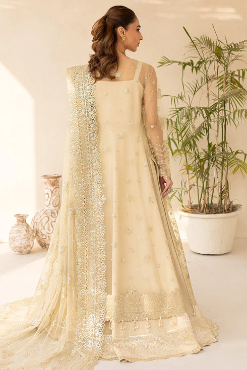 Farasha Embroidered Net Suit Golden Aura