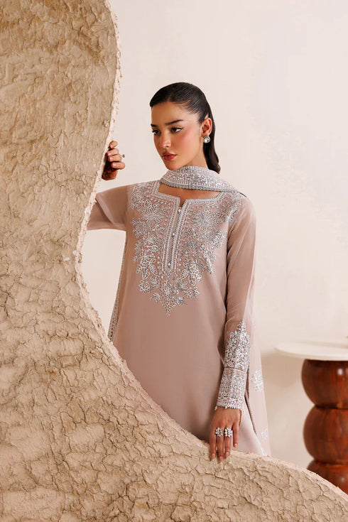 Farasha Embroidered Chiffon Suit Warm Lume
