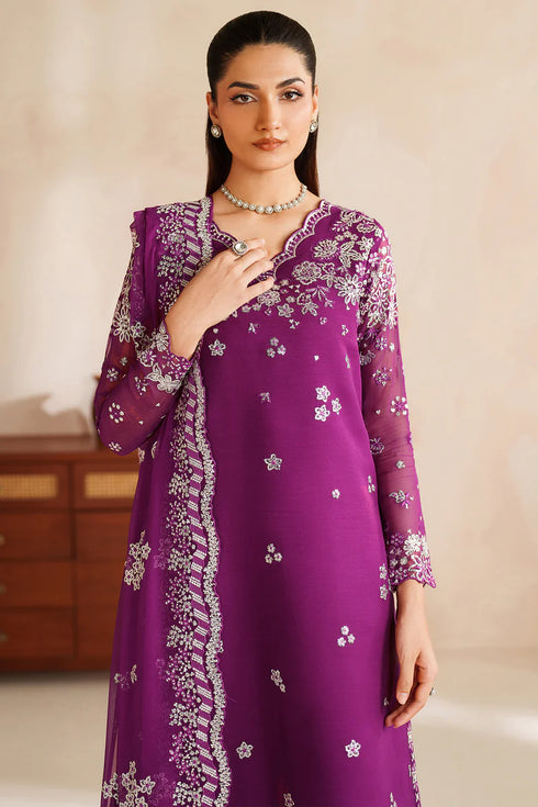 Farasha Embroidered Chiffon Suit Magenta Rose