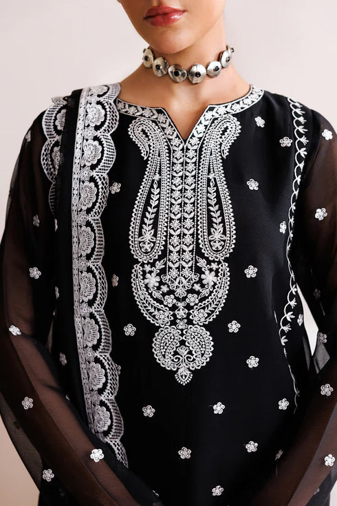 Farasha Embroidered Chiffon Suit Dark Mirage