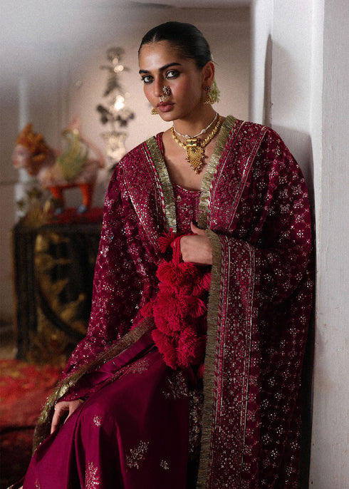 Hussain Rehar Embroidered Korwean Raw Silk Suit Gulpanra