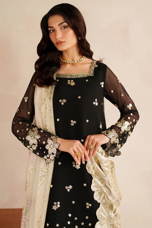 Farasha Embroidered Chiffon Suit Gold Shadow