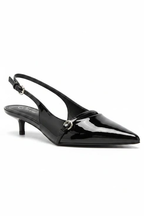 Women's Black Slingback Kitten Heel Shoes G-56955-2
