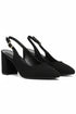 Women's Black Block Heel Slingback Court Shoes G-285-3