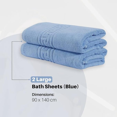 Soft and Premium Egyptian Cotton Towels - 500 GSM Sky Blue, Set of 8