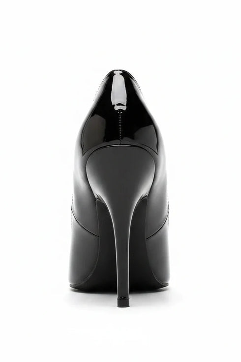 Pointy Toe Court Shoes Black Patent Stiletto Heel Formal Elegant G-924
