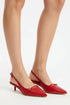 Women's Red Slingback Kitten Heel Pointed Toe Shoes Latex Insole — G-56955-4