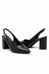 Women's Black Block Heel Slingback Court Shoes G-285-1